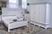 Sypialnia  biała, Skład zestawu-szafa, łóżko, komoda,, toaletka, dwie szafki..